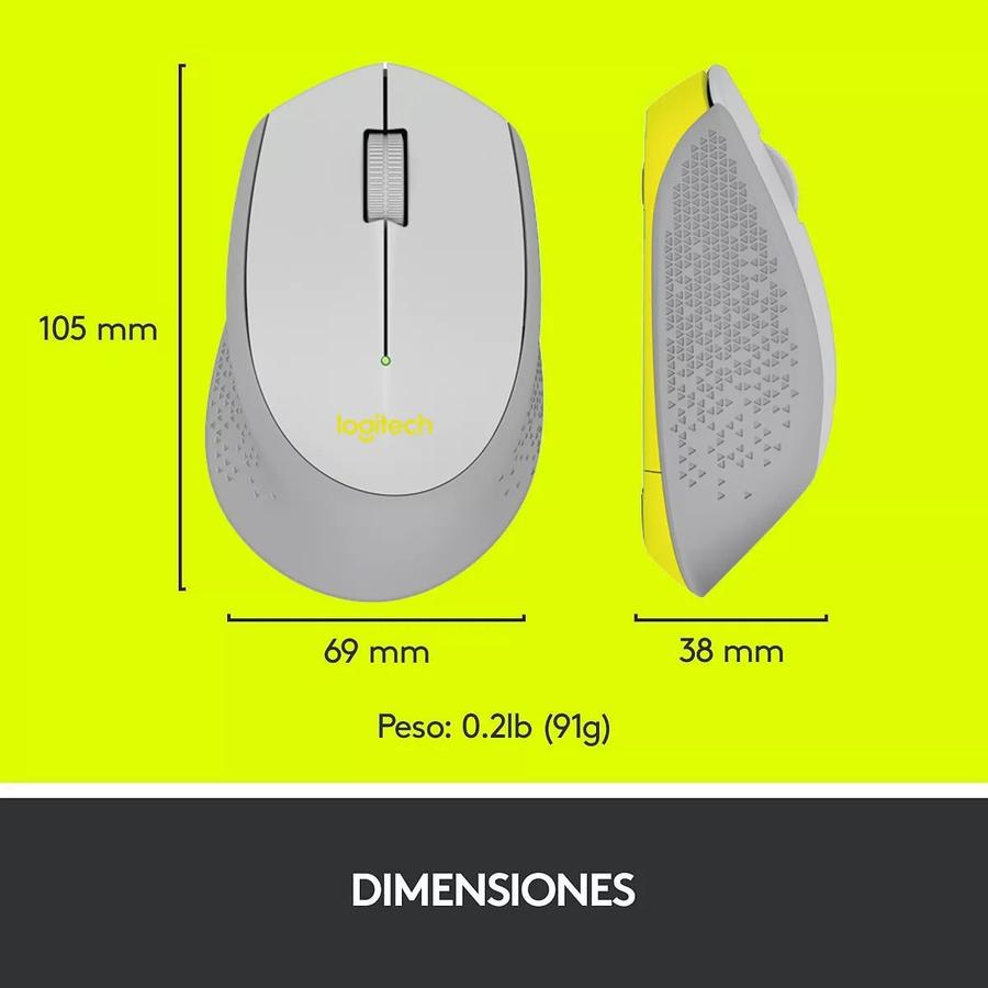 Mouse Inalámbrico Cómodo Diseño Curvo - Logitech M280, Gris