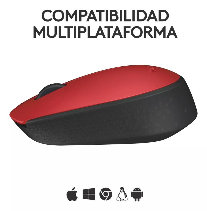 Mouse Inalámbrico Logitech (M170) Rojo