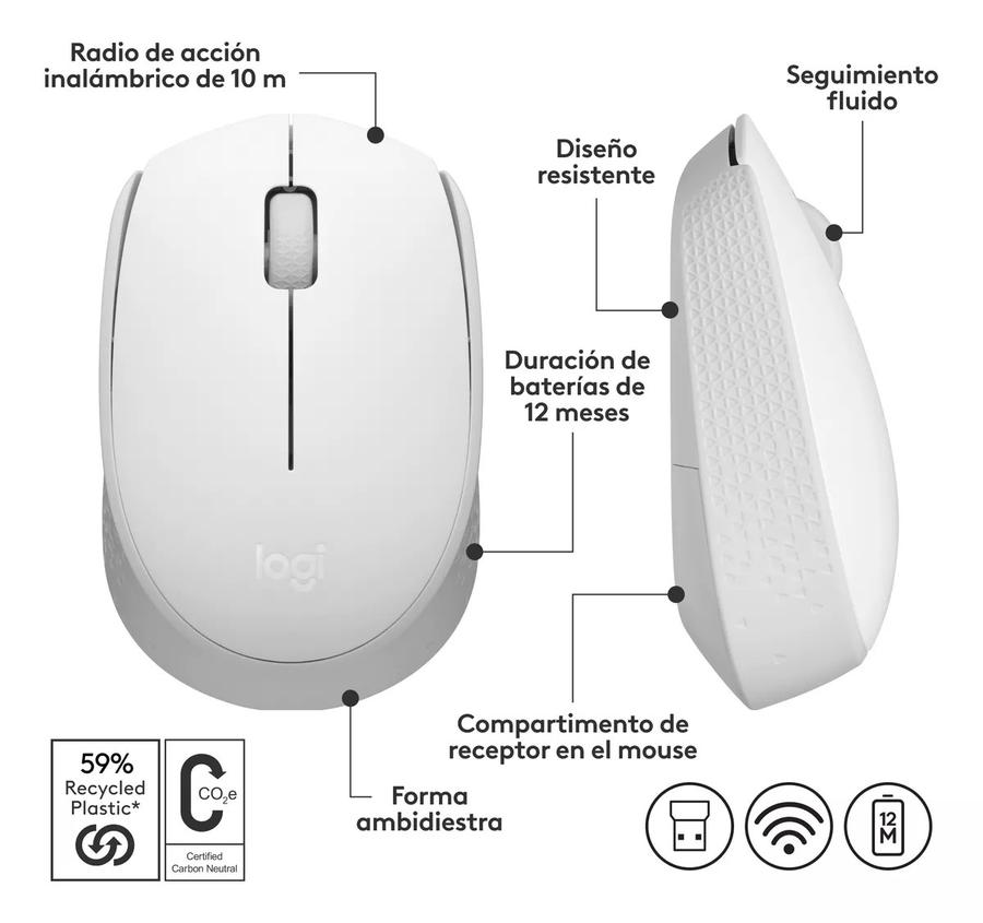 Mouse Inalámbrico Logitech (M170) Blanco