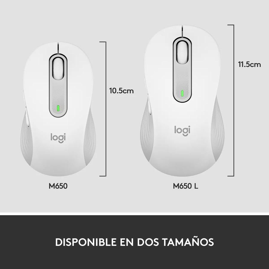 Mouse Optico Logitech Wireless M650 Large Blanco