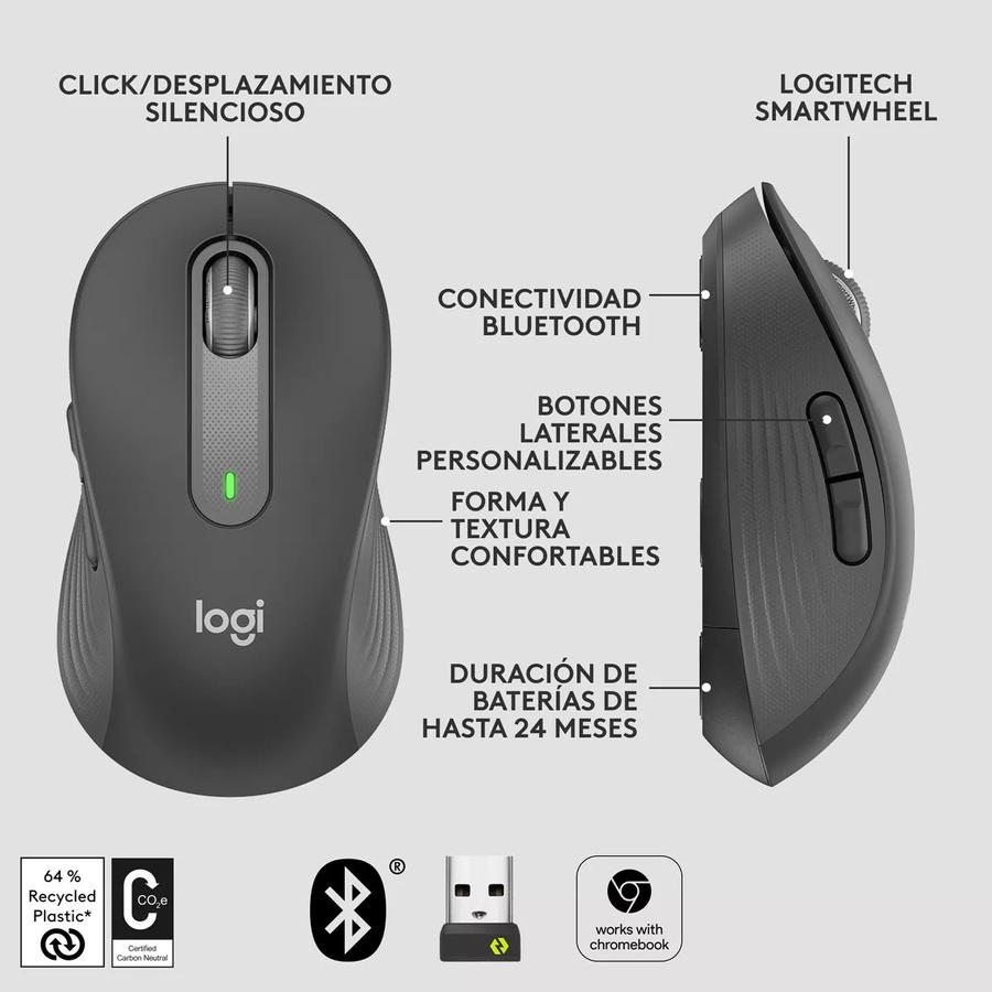 Mouse Optico Logitech Wireless M650 Negro