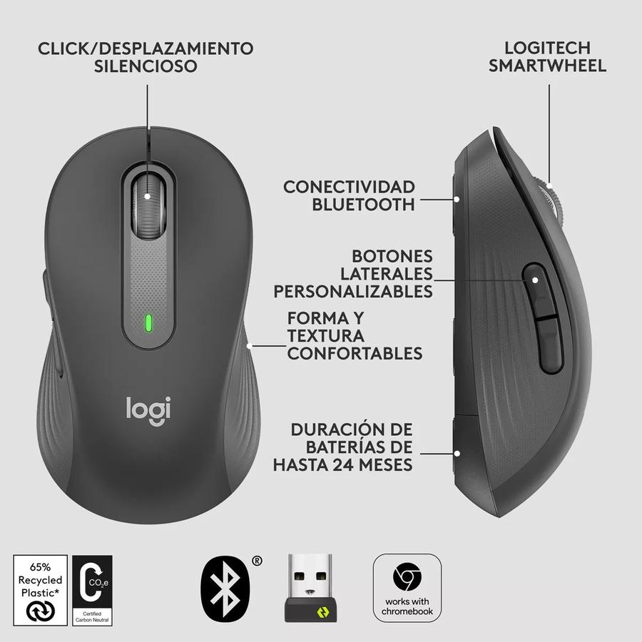 Mouse Optico Logitech Wireless M650 Large Negro