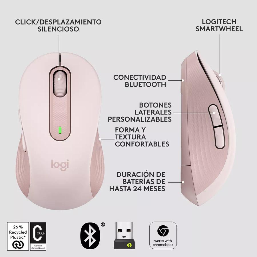 Mouse Optico Logitech Wireless M650 Rose