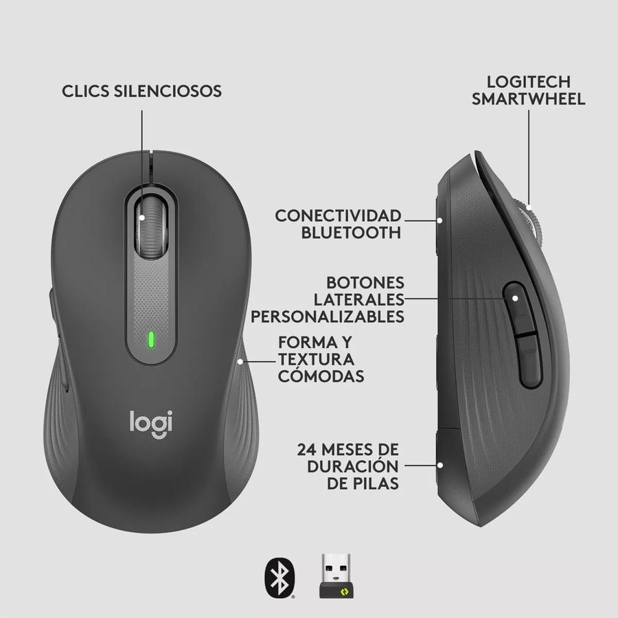 Mouse Optico Logitech Wireless M650 Left Large Graphite