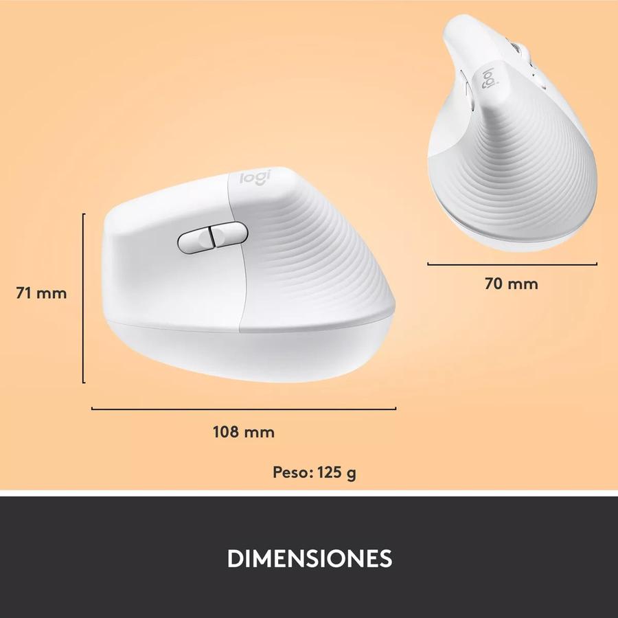 Mouse Logitech Vertical Wireless Lift Blanco