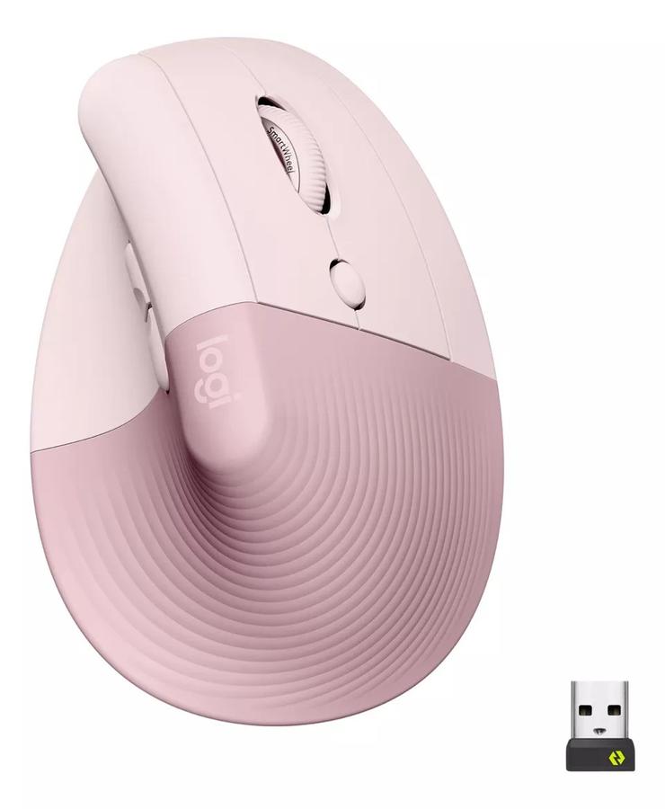 Mouse Logitech Vertical Wireless Serie Ergo Lift Rosa