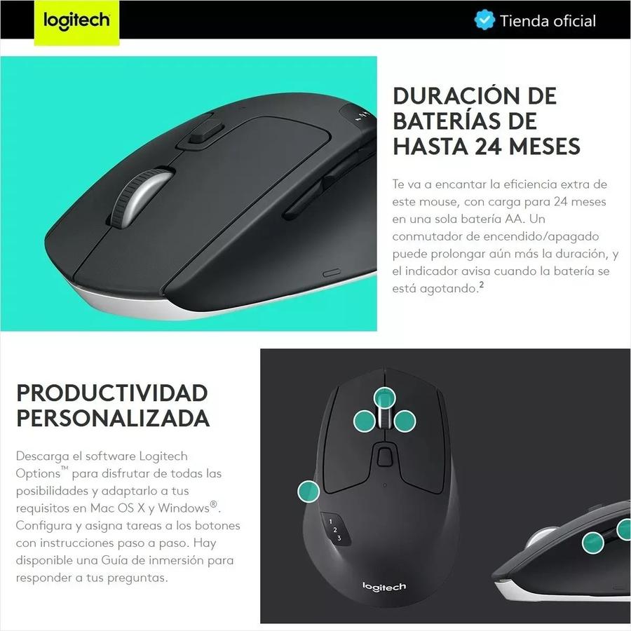 Mouse Bluetooth Logitech Triathlon (M720) Negro