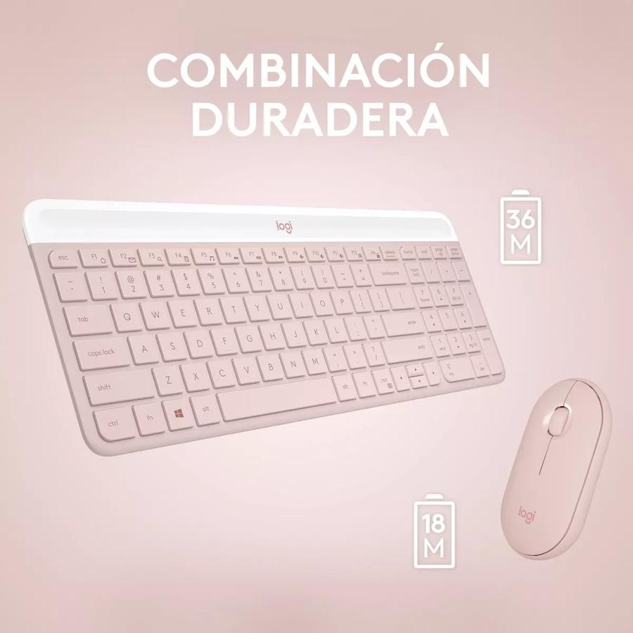 Teclado+ Mouse Logitech MK470 Wireless Rosa