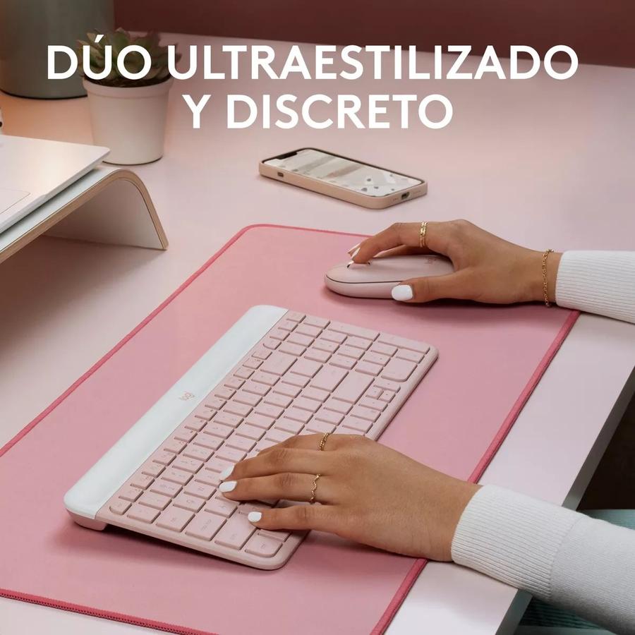 Teclado+ Mouse Logitech MK470 Wireless Rosa