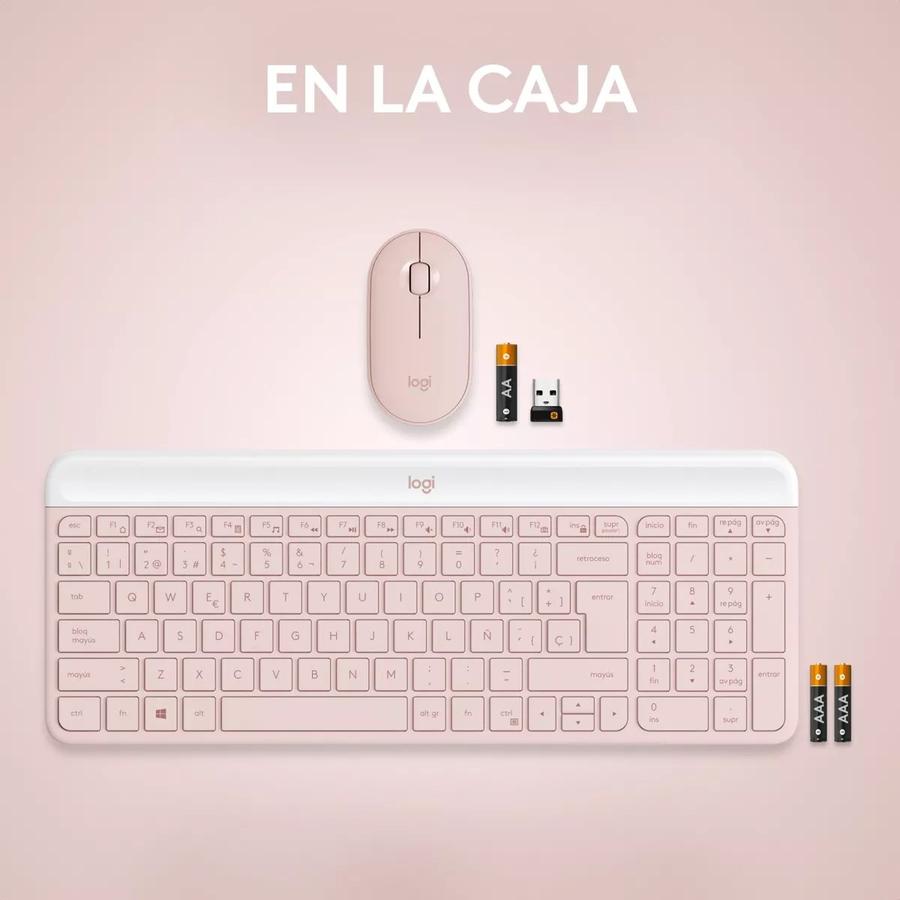 Teclado+ Mouse Logitech MK470 Wireless Rosa
