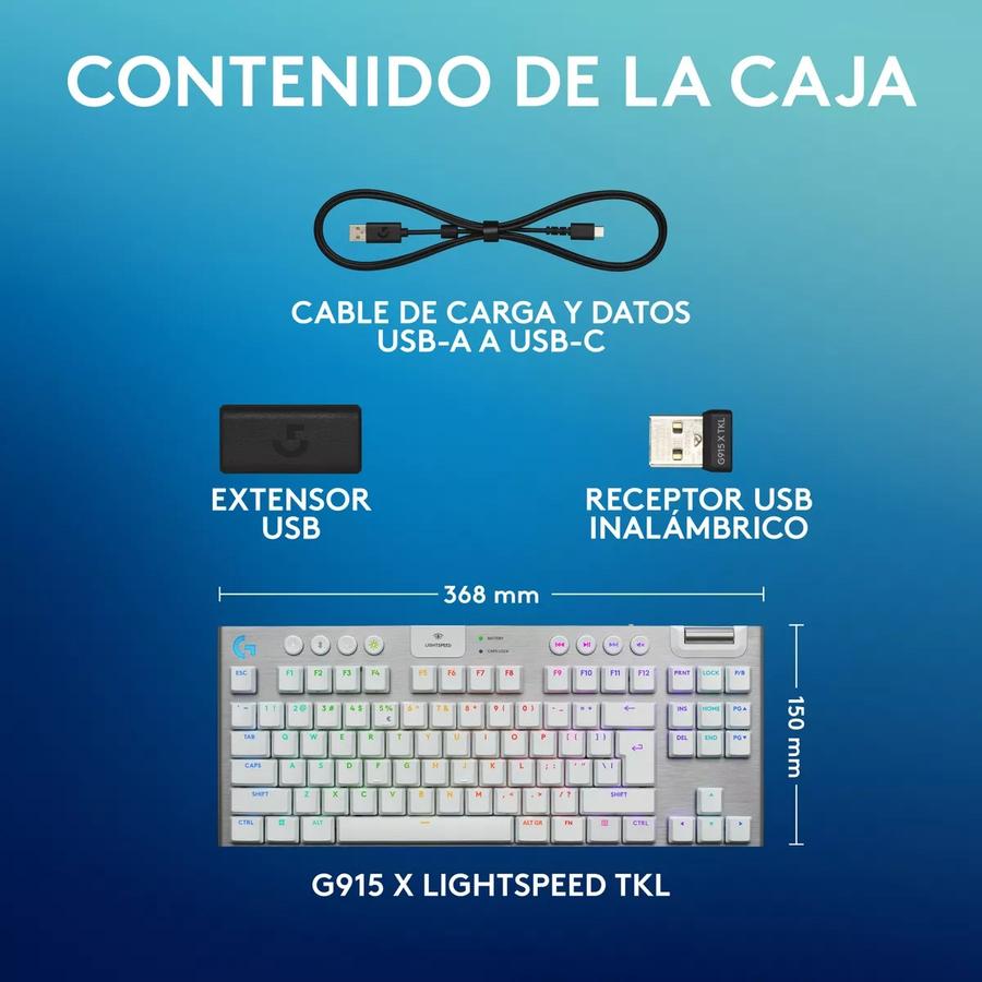 Teclado Gamer Inalámbrico Logitech G915X Tkl Blanco