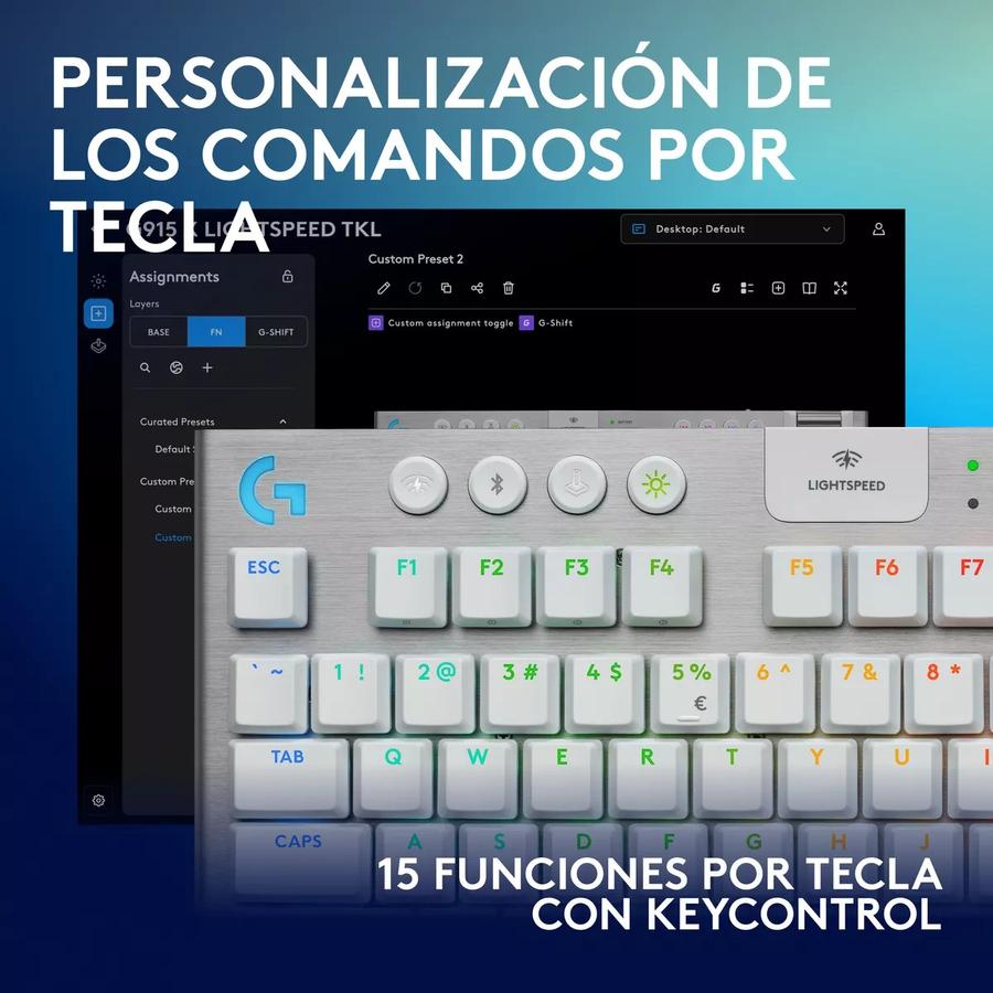 Teclado Gamer Inalámbrico Logitech G915X Tkl Blanco