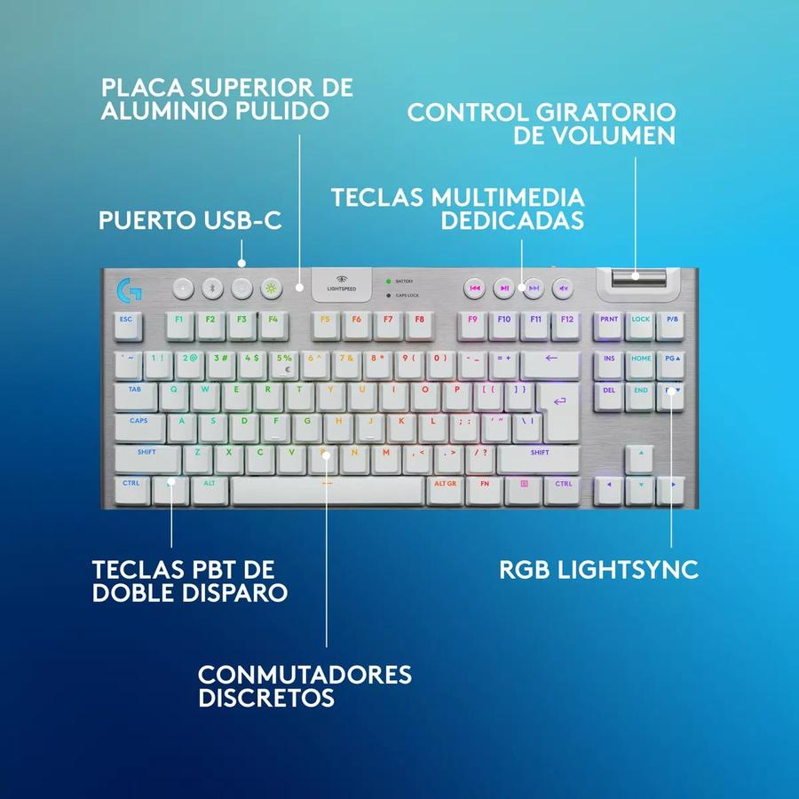 Teclado Gamer Inalámbrico Logitech G915X Tkl Blanco