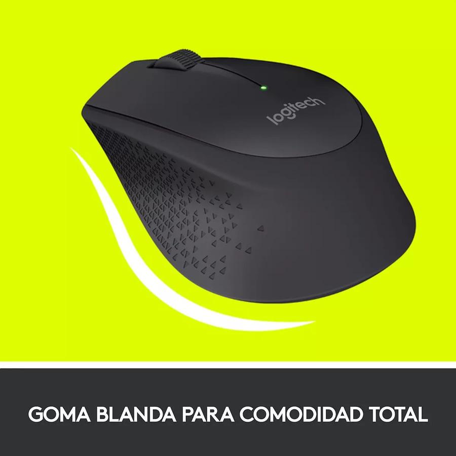 Mouse Inalámbrico Cómodo Diseño Curvo - Logitech M280, Negro