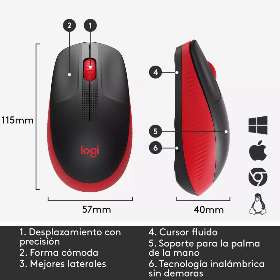 Mouse Logitech Wireless M190 Red