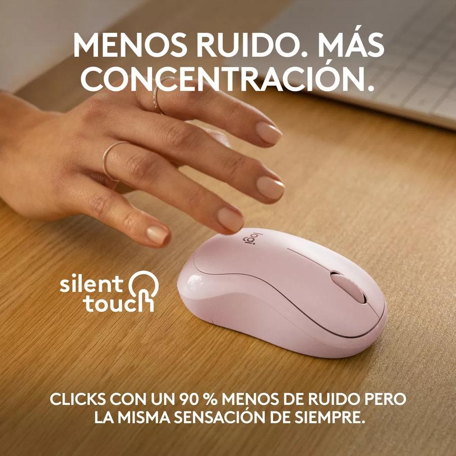 Mouse Bluetooth Logitech M240 Silent, Un 90% Silencioso Rosa