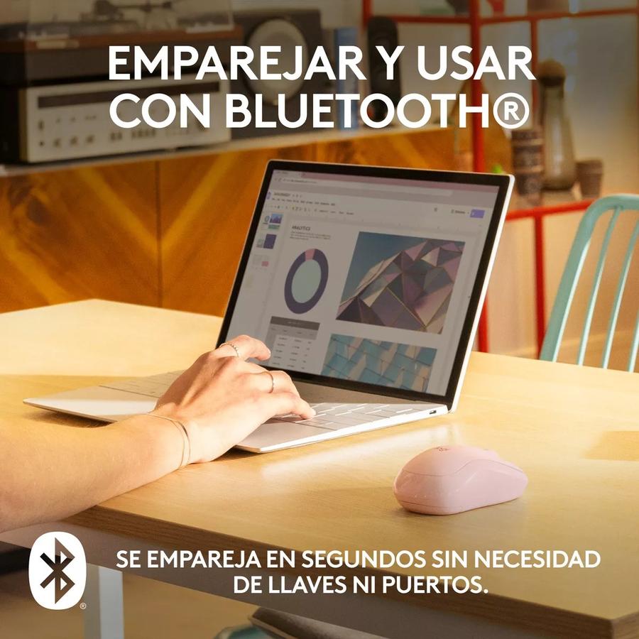 Mouse Bluetooth Logitech M240 Silent, Un 90% Silencioso Rosa