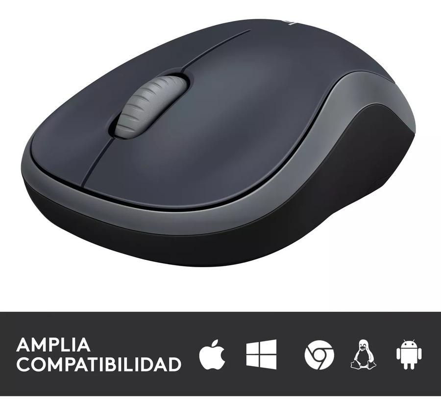 Mouse Inalámbrico Logitech M185, Win Mac Chrome Linux Gris