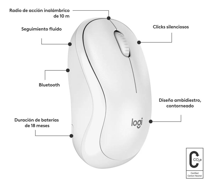 Mouse Bluetooth Logitech Silent (M240) Blanco