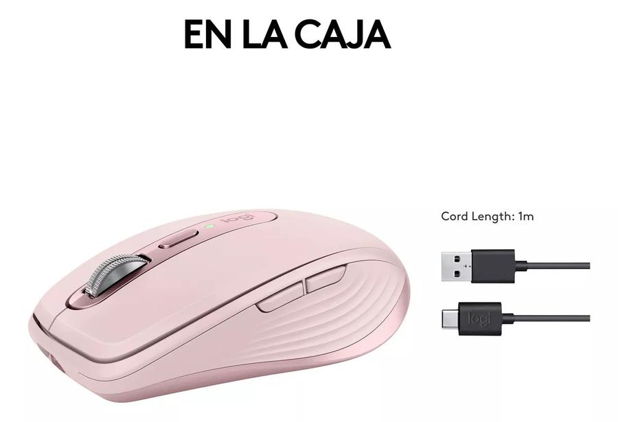 Mouse Logitech Mx Anywhere 3S, Compacto Avanzado Rosado