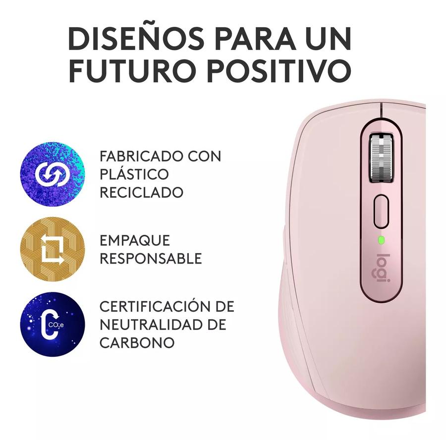 Mouse Logitech Mx Anywhere 3S, Compacto Avanzado Rosado