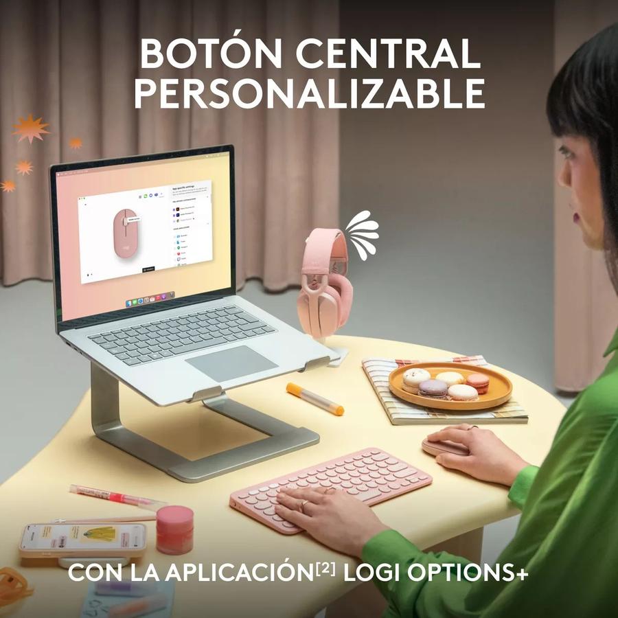 Mouse Logitech Pebble 2 M350S, Bluetooth Multidispositivo Rosa