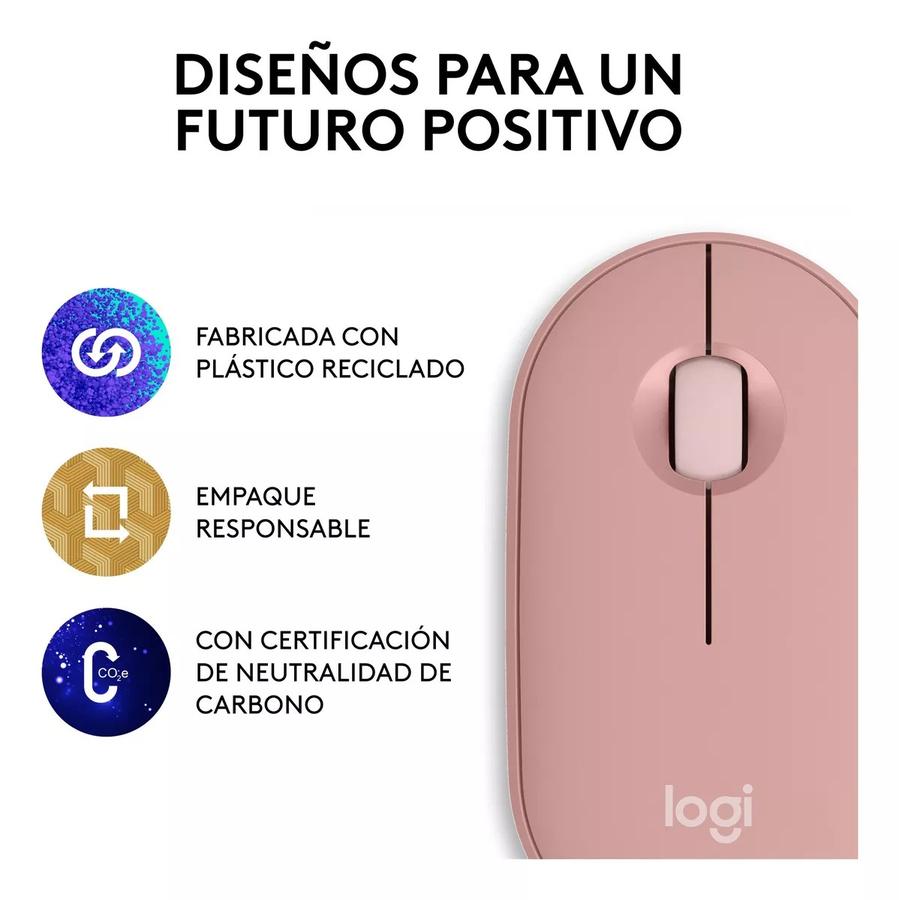 Mouse Logitech Pebble 2 M350S, Bluetooth Multidispositivo Rosa