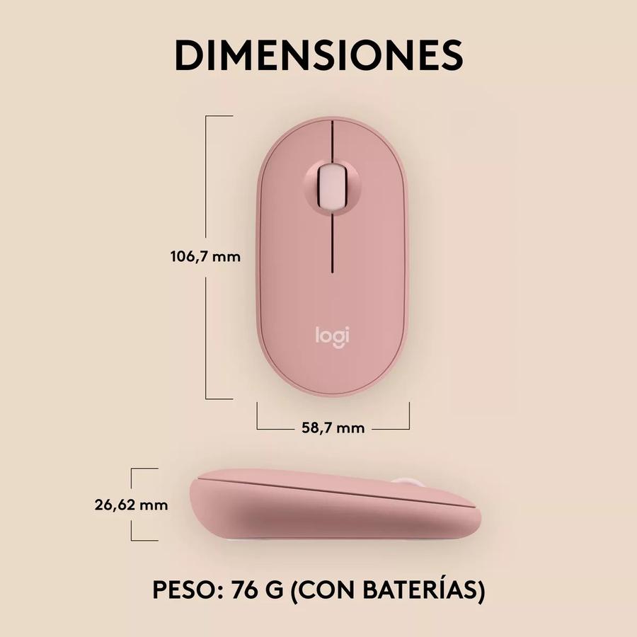 Mouse Logitech Pebble 2 M350S, Bluetooth Multidispositivo Rosa