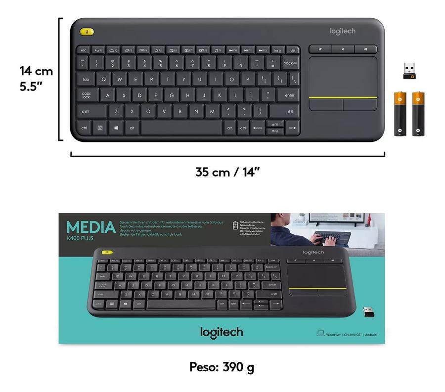 Teclado Logitech K400 Plus TV Wireless