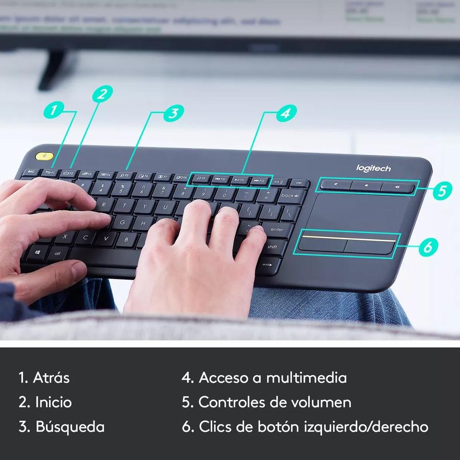 Teclado Logitech K400 Plus TV Wireless