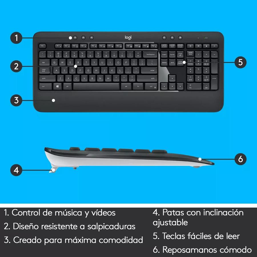 Teclado + Mouse Logitech Mk540 Inalambrico Negro