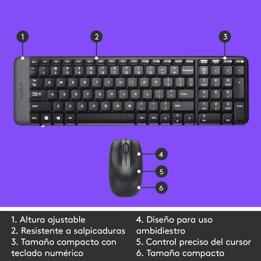 Teclado Y Mouse Inalámbrico Logitech (MK220) Negro