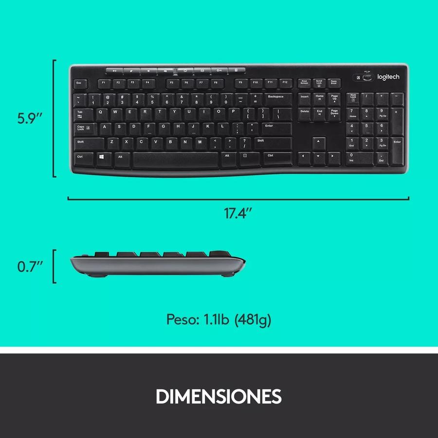 Teclado Y Mouse Inalámbrico Logitech (MK270) Negro