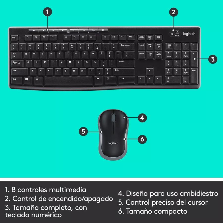 Teclado Y Mouse Inalámbrico Logitech (MK270) Negro