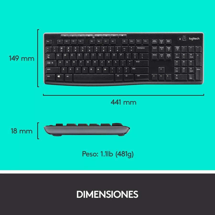 Teclado Y Mouse Inalámbrico Logitech (MK270) Negro