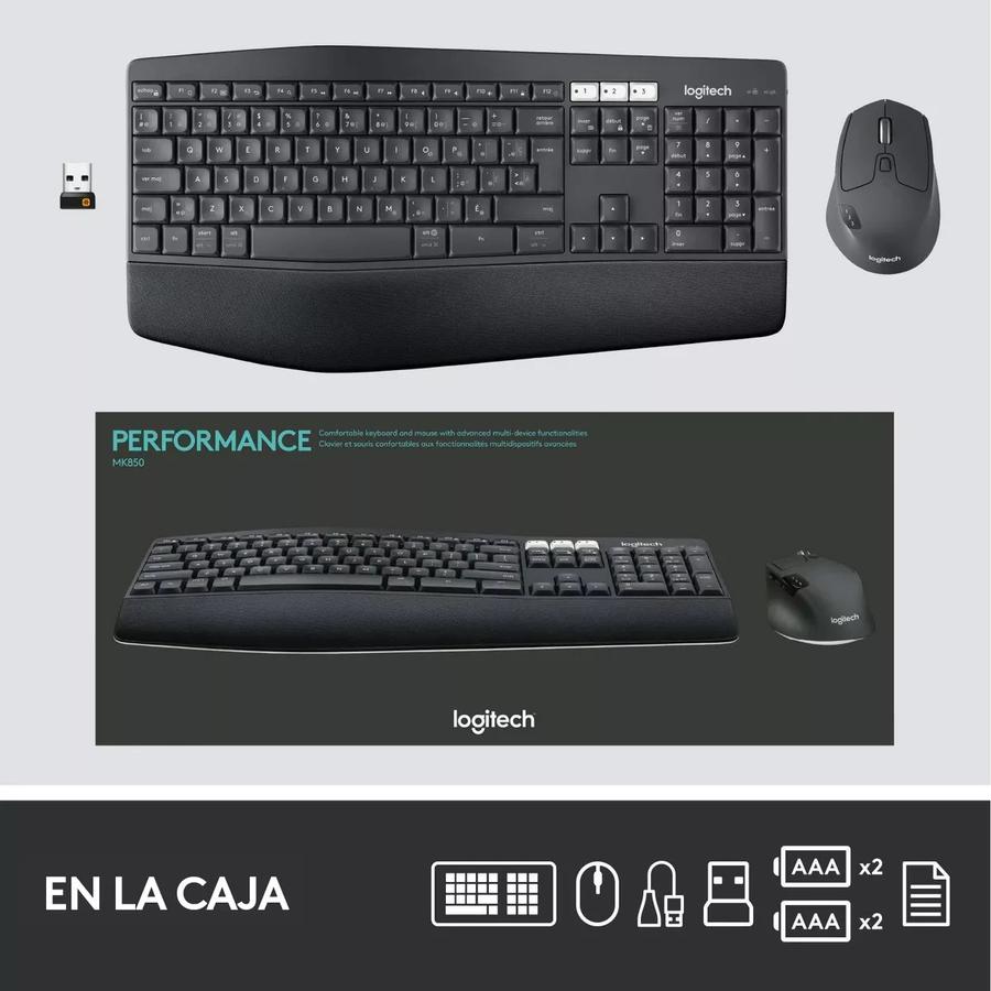 Teclado + Mouse Logitech MK850 Inalambrico Performance Black