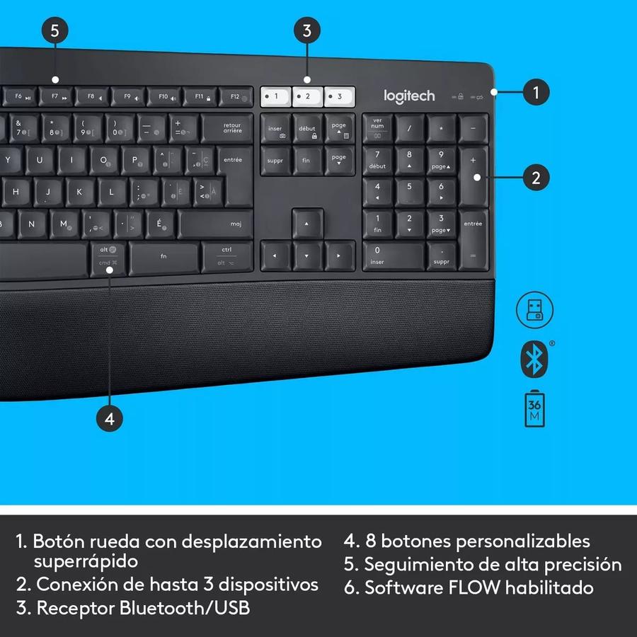 Teclado + Mouse Logitech MK850 Inalambrico Performance Black