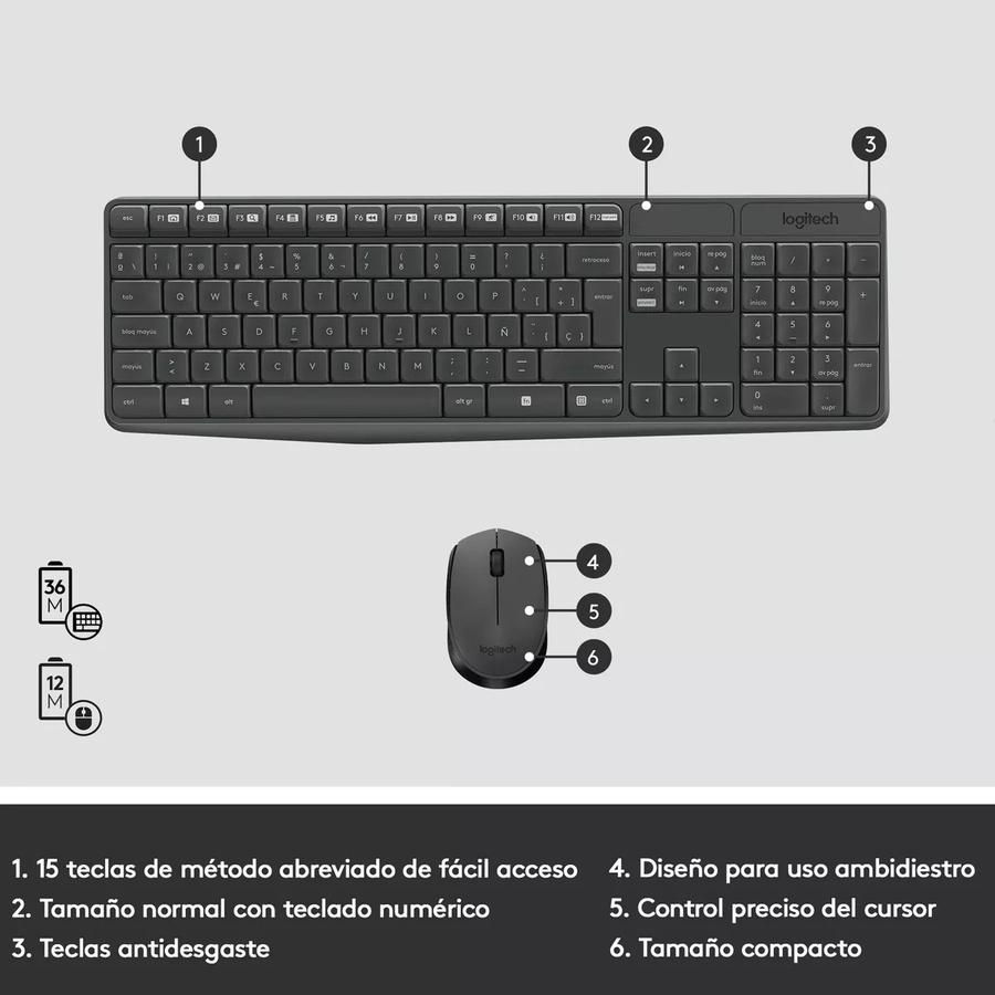 Teclado Y Mouse Inalámbrico Logitech (MK235) Negro
