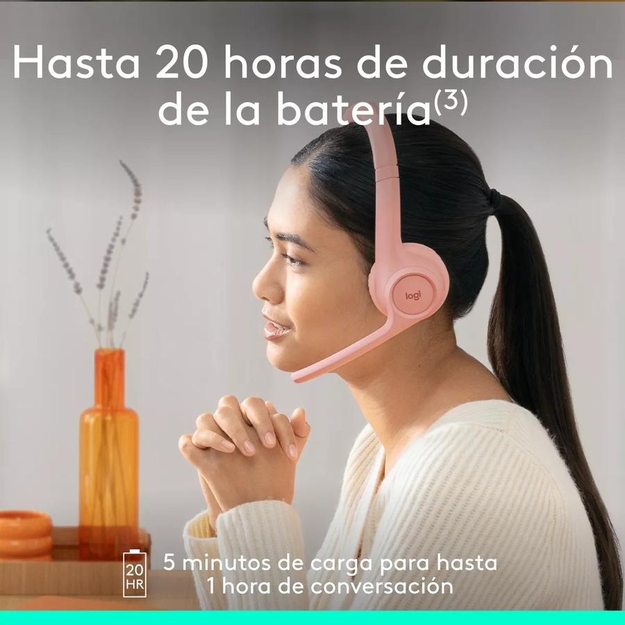 Auricular Inalámbricos Logitech Zone 300 Con Micrófono Rosa
