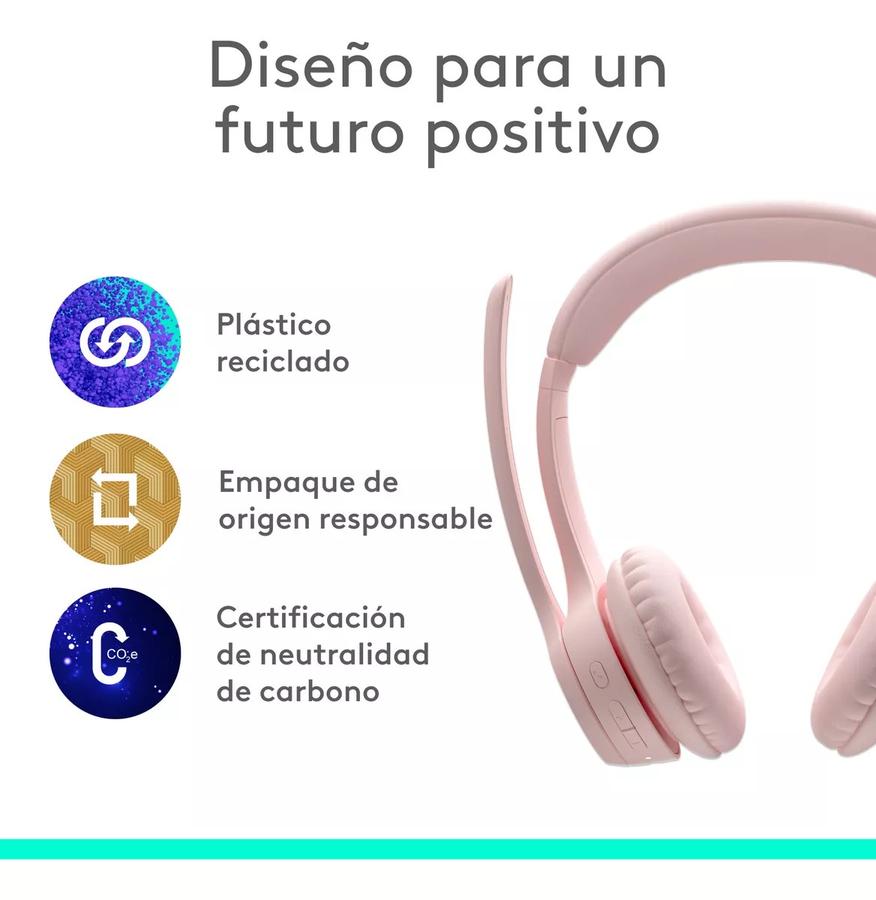 Auricular Inalámbricos Logitech Zone 300 Con Micrófono Rosa