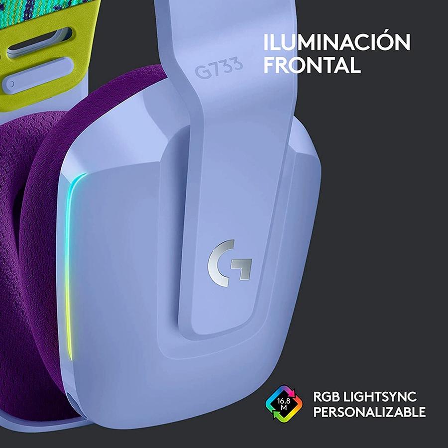 Auricular Con Microfono Gamer Logitech G733 Lila RGB Gaming