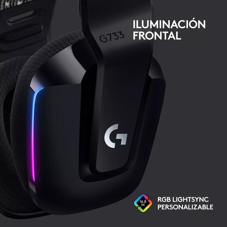 Auricular Con Microfono Gamer Logitech G733 Black RGB Inalámbrico