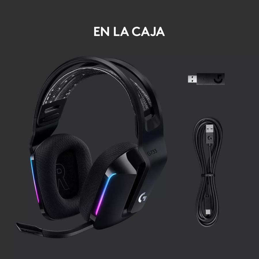 Auricular Con Microfono Gamer Logitech G733 Black RGB Inalámbrico