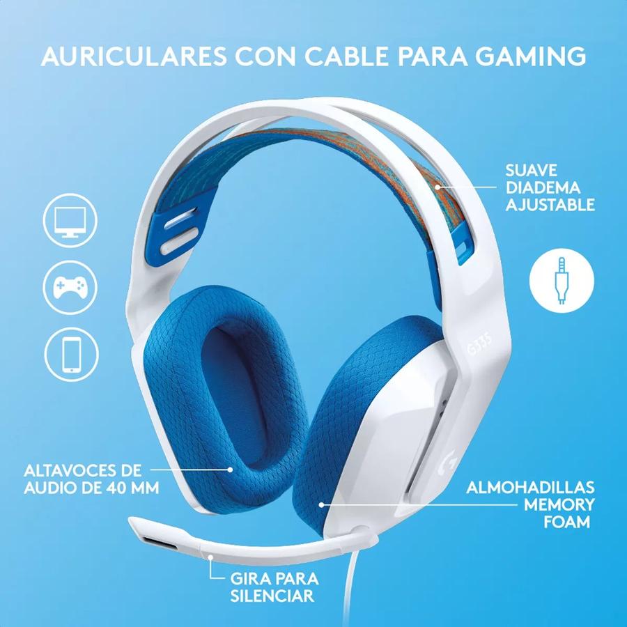 Auricular Gaming Logitech (G335) Blanco