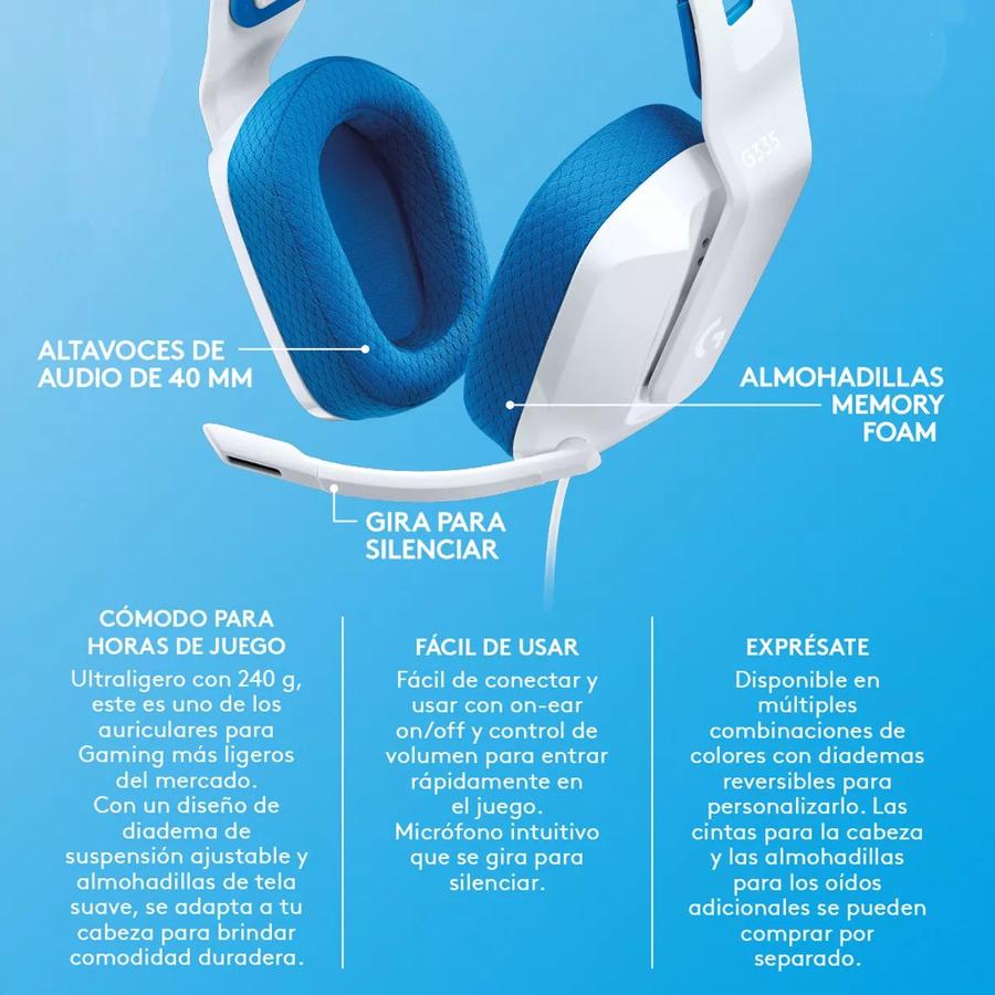 Auricular Gaming Logitech (G335) Blanco