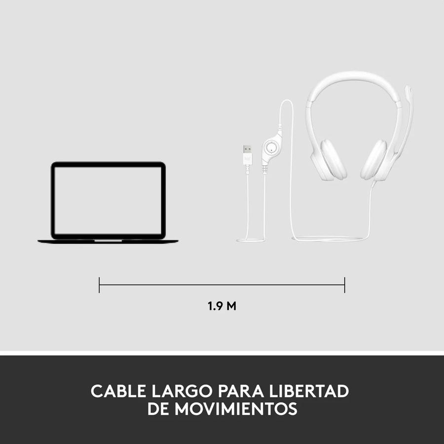 Auricular Logitech H390 USB Con Microfono Blanco