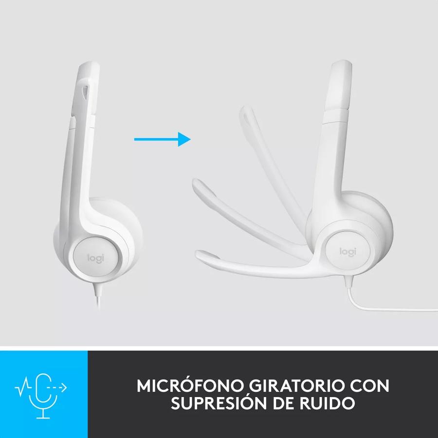 Auricular Logitech H390 USB Con Microfono Blanco
