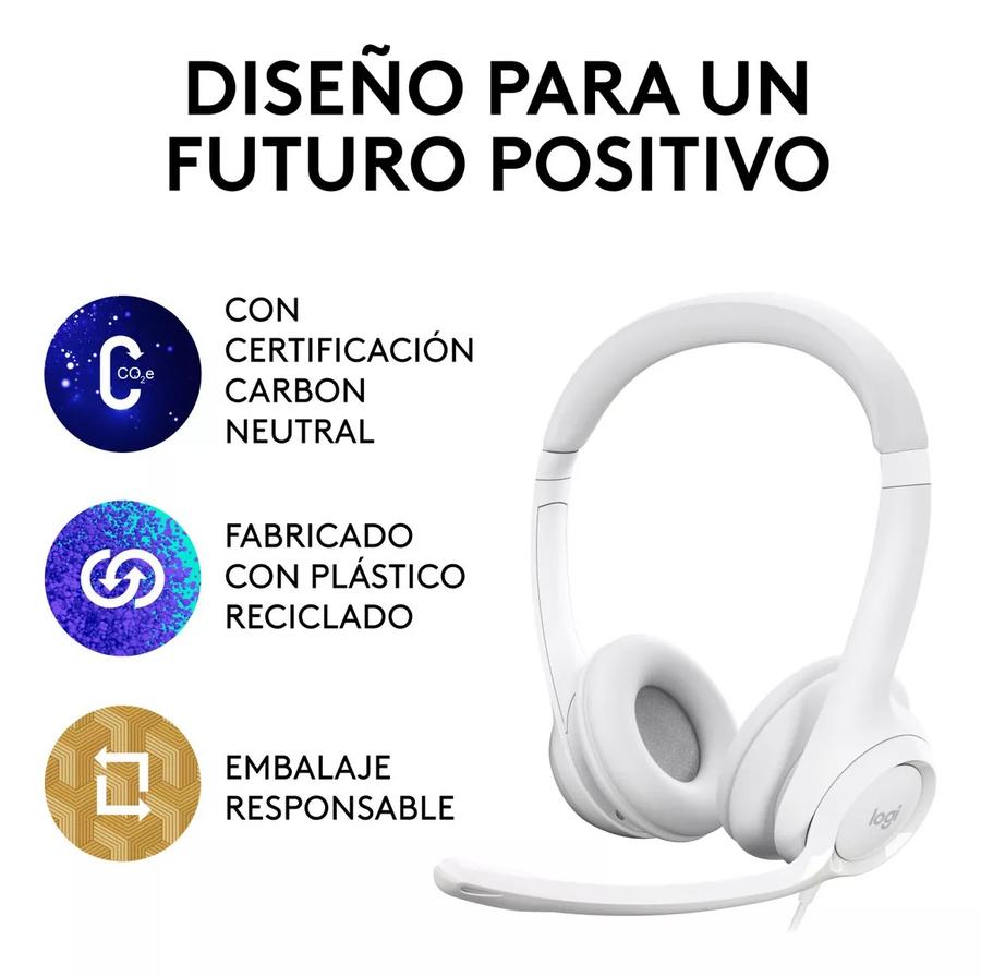 Auricular Logitech H390 USB Con Microfono Blanco