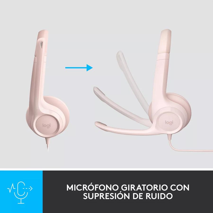 Auricular Logitech H390 USB Con Microfono Rosa