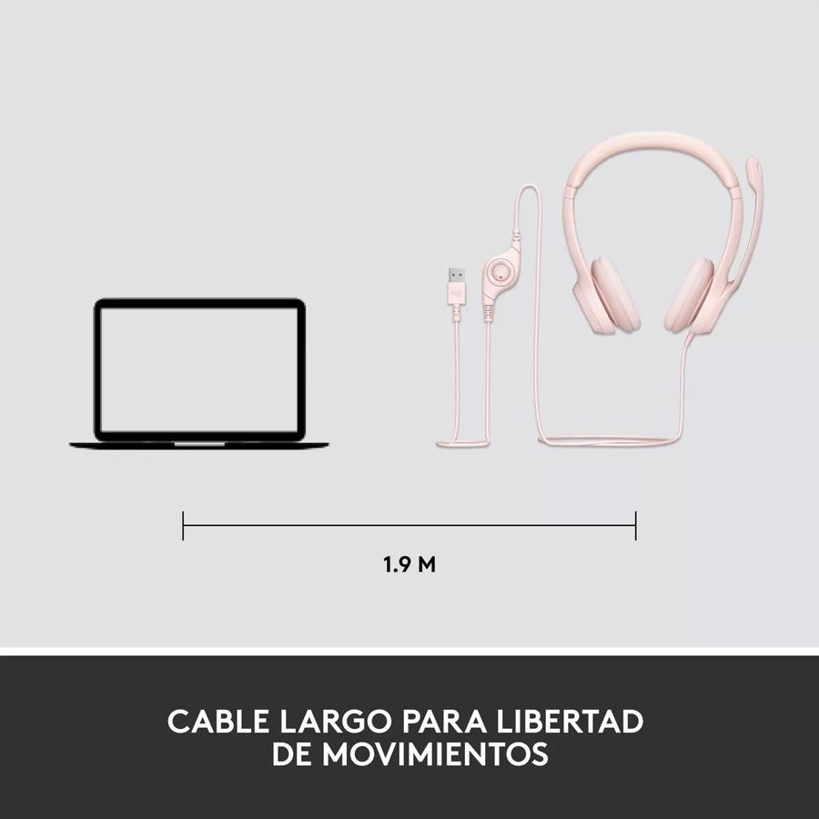 Auricular Logitech H390 USB Con Microfono Rosa